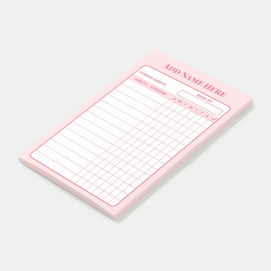 Aangepaste naam Roze Wekelijkse Gewoonte Tracker P Post-it® Notes (Schuin)