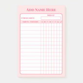 Aangepaste naam Roze Wekelijkse Gewoonte Tracker P Post-it® Notes (Voorkant)