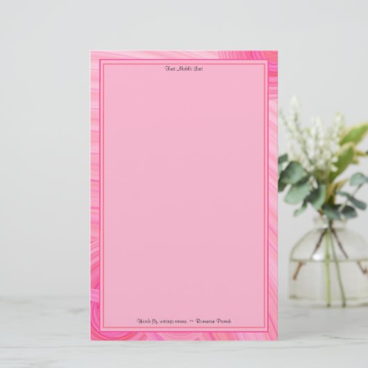 Aangepaste naam Roze witte Abstracte lijnrand Aang Briefpapier (Staand voorkant)