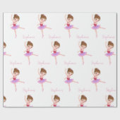 Aangepaste Naam  Roze & Witte Ballerina Cadeaupapier (Vlak)