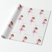 Aangepaste Naam Roze & Witte Ballerina Cadeaupapier (Uitgerold)