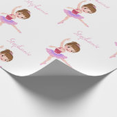 Aangepaste Naam  Roze & Witte Ballerina Cadeaupapier (Hoek)