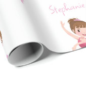 Aangepaste Naam  Roze & Witte Ballerina Cadeaupapier (Rol Hoek)