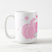 Aangepaste naam Roze & Witte Herfst Filigree Pompo Koffiemok (Links)