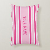 Aangepaste naam Roze & Witte Strepen Accent Kussen (Voorkant(Verticaal))