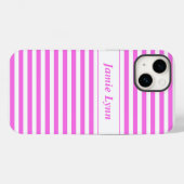 Aangepaste naam Roze/Witte Strepen Case-Mate iPhone Case (Achterkant (horizontaal))