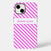 Aangepaste naam Roze/Witte Strepen Case-Mate iPhone Case (Achterkant)