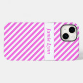 Aangepaste naam Roze/Witte Strepen Case-Mate iPhone Case (Achterkant (horizontaal))