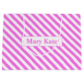 Aangepaste naam Roze/Witte Strepen Groot Cadeauzakje (Voorkant)