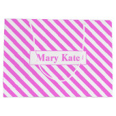Aangepaste naam Roze/Witte Strepen Groot Cadeauzakje (Achterkant)