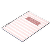 Aangepaste naam Roze Witte Stripe Patroon Notitieboek (Linkerzijde)