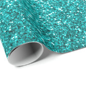 Aangepaste naam roze zebra turquoise glitter cadeaupapier (Rol Hoek)