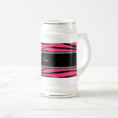 Aangepaste naam roze zebrastrepen bierpul (Voorkant rechts)