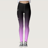 Aangepaste naam roze zwart ombre afbeelding leggings (Voorkant)