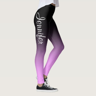 Aangepaste naam roze zwart ombre afbeelding leggings
