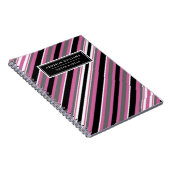 Aangepaste naam Roze zwart wit strippatroon Notitieboek (Rechterzijde)