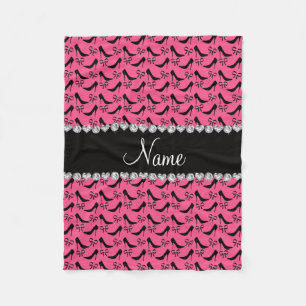 Aangepaste naam roze zwarte buisjes met hoge hakke fleece deken