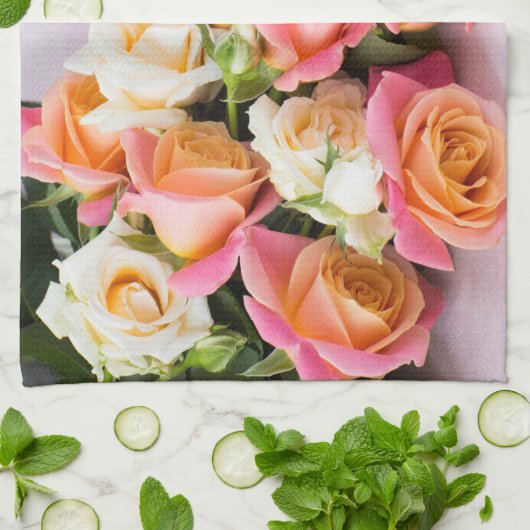 Aangepaste naam Rozen keukenhanddoek (Gevouwen)