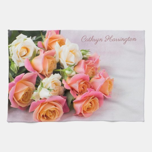Aangepaste naam Rozen keukenhanddoek (Horizontaal)