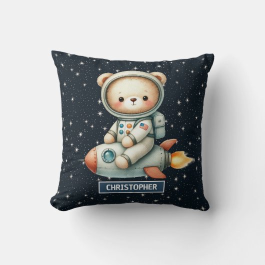 Aangepaste Naam Ruimte Teddy Bear Kussen voor Baby (Voorkant)
