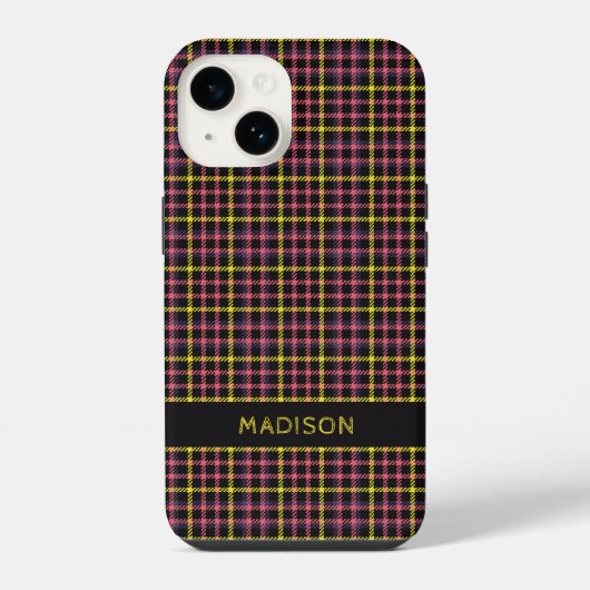 Aangepaste naam ruitpatroon / Schotse ruitpatroon iPhone Hoesje (Achterkant)