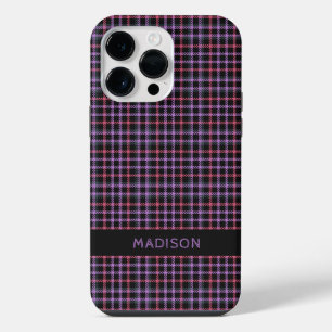Aangepaste naam ruitpatroon / Schotse ruitpatroon iPhone 14 Pro Max Hoesje