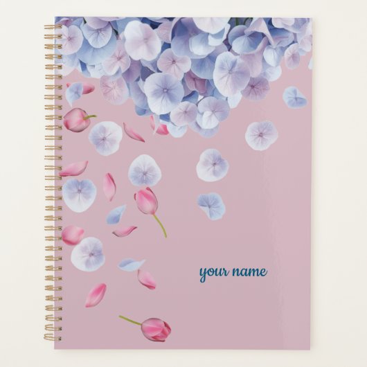 Aangepaste naam rustgevende bloemstijl planner (Voorkant)