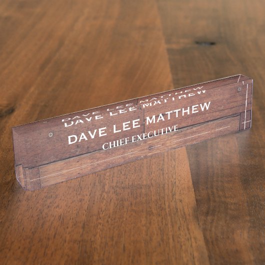 Aangepaste naam Rustic Wooden Pattern Brown Naambordje (Zijkant)