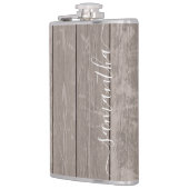 Aangepaste Naam Rustiek Elegant Teruggewonnen Hout Heupfles (Links)