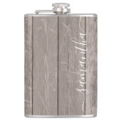 Aangepaste Naam Rustiek Elegant Teruggewonnen Hout Heupfles (Voorkant)