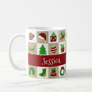 Aangepaste naam Rustieke Beige Kerstsneeuw Koffiemok