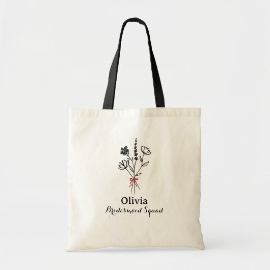 Aangepaste naam, Rustieke bloemenboog, Bruidsmeisj Tote Bag (Voorkant)