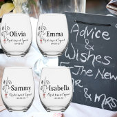 Aangepaste Naam, Rustieke Bloemenboog, Bruidsmeisj Wijnglas Zonder Voet