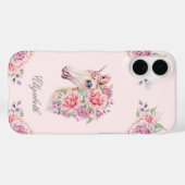 Aangepaste naam rustieke waterverf bloemige eenhoo Case-Mate iPhone case (Achterkant (horizontaal))