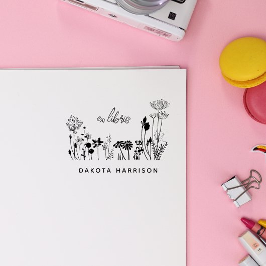 Aangepaste naam Rustieke wilde bloemen Boek  Rubberstempel