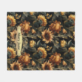 Aangepaste Naam Rustieke Zonnebloem Waterverf Ar Fleece Deken (Voorkant (Horizontaal))