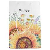 Aangepaste naam | Rustige zonnebloemen bruiloft Medium Cadeauzakje (Voorkant)