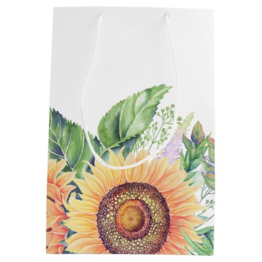 Aangepaste naam | Rustige zonnebloemen bruiloft Medium Cadeauzakje (Achterkant)