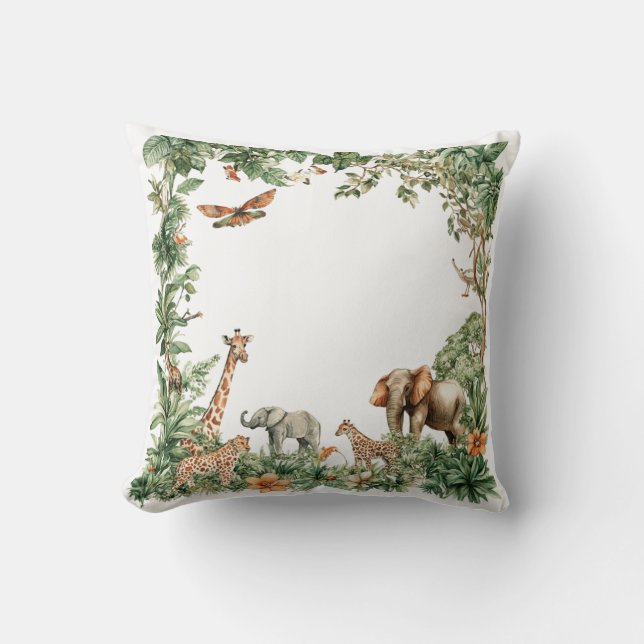 Aangepaste naam Safari Dieren Jungle Kussen (Voorkant)
