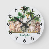 Aangepaste naam Safari Dieren Palm Trees Nursery Ronde Klok (Voorkant)