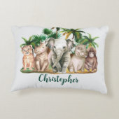 Aangepaste naam Safari Dieren Palmbomen Accent Kussen (Achterkant)