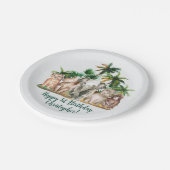 Aangepaste naam Safari Dieren Palmbomen Verjaardag Papieren Bordje (Gekanteld)