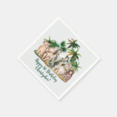 Aangepaste naam Safari Dieren Palmbomen Verjaardag Servet (Hoek)