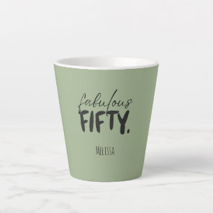 Aangepaste naam - Sagegroene Fabulous Fifty Latte- Latte Mok
