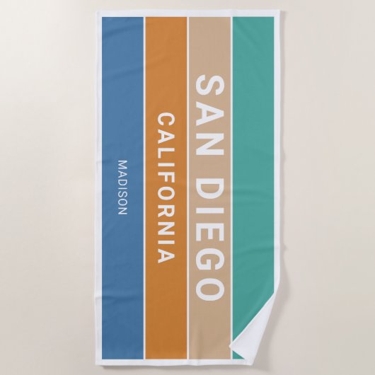 Aangepaste naam San Diego / JOUW TEKST Strandlaken (Voorkant)