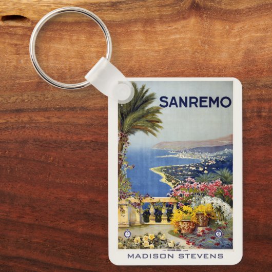 Aangepaste naam SanRemo Italië Vintage Travel Sleutelhanger (Voorkant)