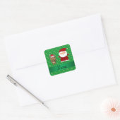 Aangepaste naam santa groene snoepsnoeren vierkante sticker (Envelop)
