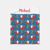 Aangepaste naam Santa Reindeer Aangepast kerstfees Fleece Deken (Voorkant)