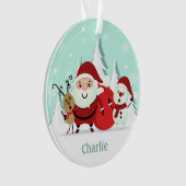 Aangepaste naam Santa, Reindeer en Snowman Ornament (voorkant)
