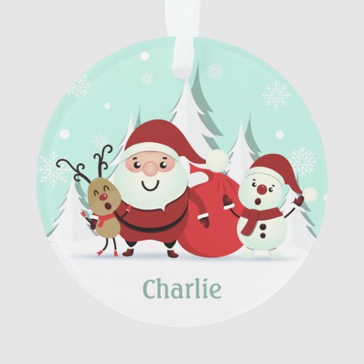 Aangepaste naam Santa, Reindeer en Snowman Ornament (achterkant)